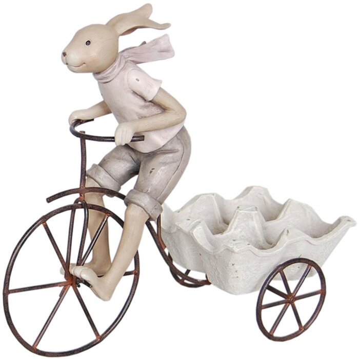 Clayre & Eef 6PR0312 Králík 26x11x24 cm Béžový držák na vajíčka na kolo