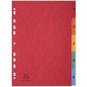 Exacompta 3110Z Register DIN A4 5 Taben farbig Manila-Karton