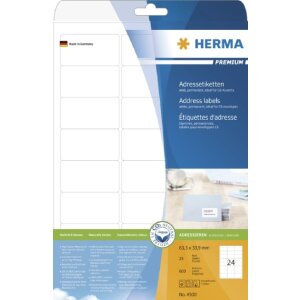 HERMA Adressetiketten Premium A4 63,5x33,9 mm weiß...