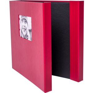 HNFD maxi fotoalbum Lona červené 34,5x33 cm 100 černých stran