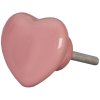 Clayre & Eef 62320 Knoflík na dveře 4 cm Růžová keramika ve tvaru srdce