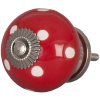 Clayre & Eef 62326 Dveřní knoflík Ø 4 cm červený tečkovaný