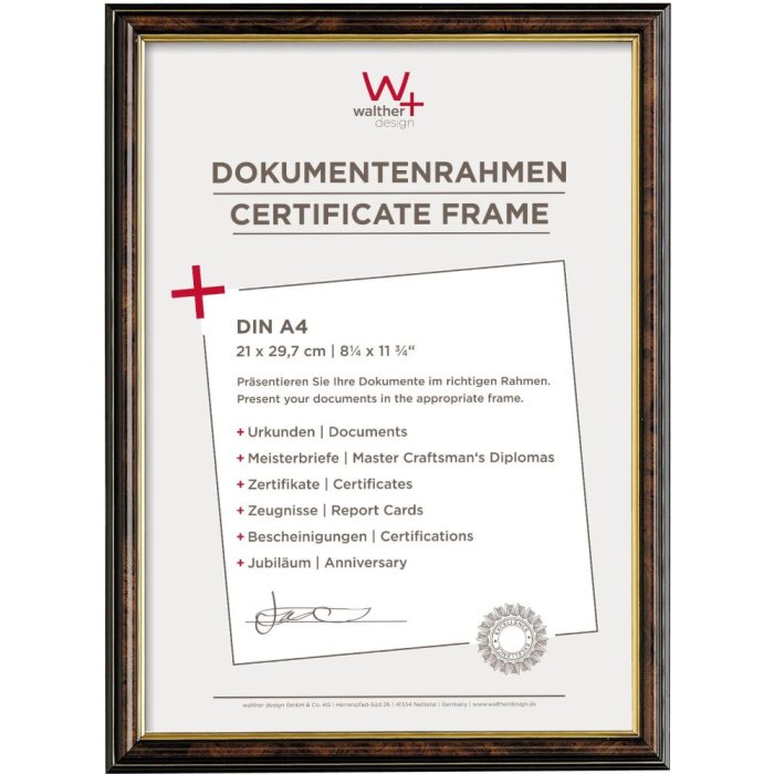 Rámeček na fotografie Walther Smell 21x29,7 cm kořenové dřevo Rámeček na certifikáty DIN A4