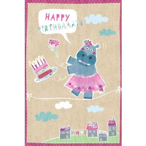 Artebene Karte Birthday  Hippo  Ballerina