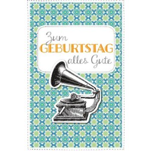 ARTEBENE Geburtstag Plattenspieler 3D Karte mit Umschlag