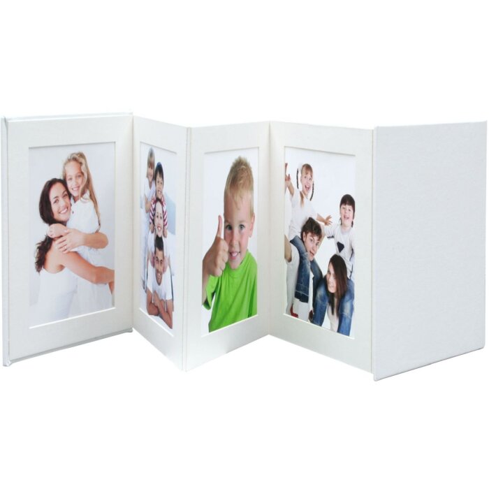 Deknudt Passepartout Leporello 8 fotografií 13x18 cm bílý koženkový obal