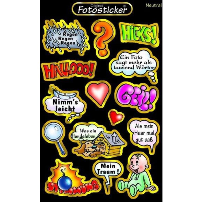 Sticker Neutral 1 Motiv 7 lustige Sprüche 10,7 x 17 cm selbstklebend