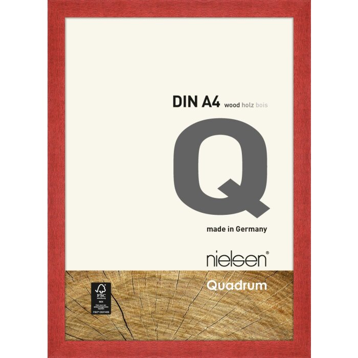 Dřevěný odnímatelný rám Quadrum 21x30 cm červený