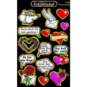 Sticker Liebe Freundschaft Motiv 6 Stickerkarten 10,7x17...
