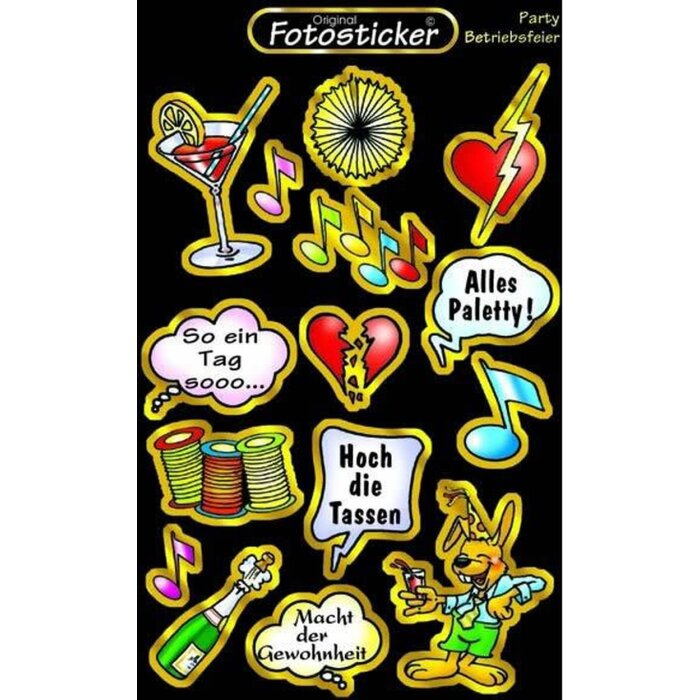 Sticker Party Stickerkarten Motiv 5 lustige Sprüche 10,7 x 17 cm Partyfotos