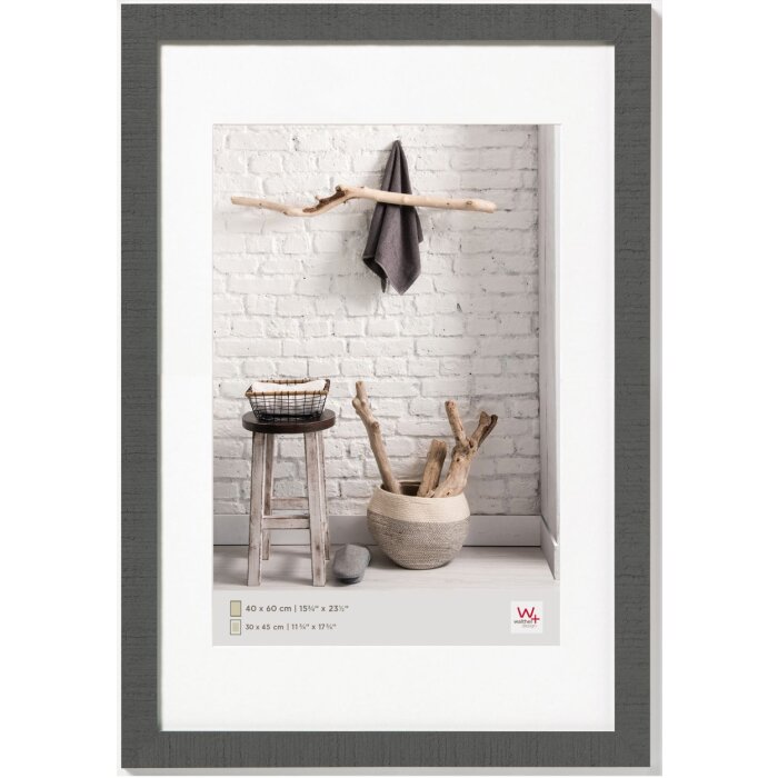 Dřevěný rám Walther Home grey 40x60 cm s paspartou 30x45 cm z kvádrového profilu
