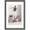 Dřevěný rám Walther Home grey 40x60 cm s paspartou 30x45 cm z kvádrového profilu