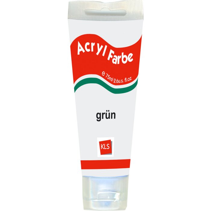 KLS Acrylfarbe grün 75 ml Tube wiederverschließbar für Papier Holz Leinwand