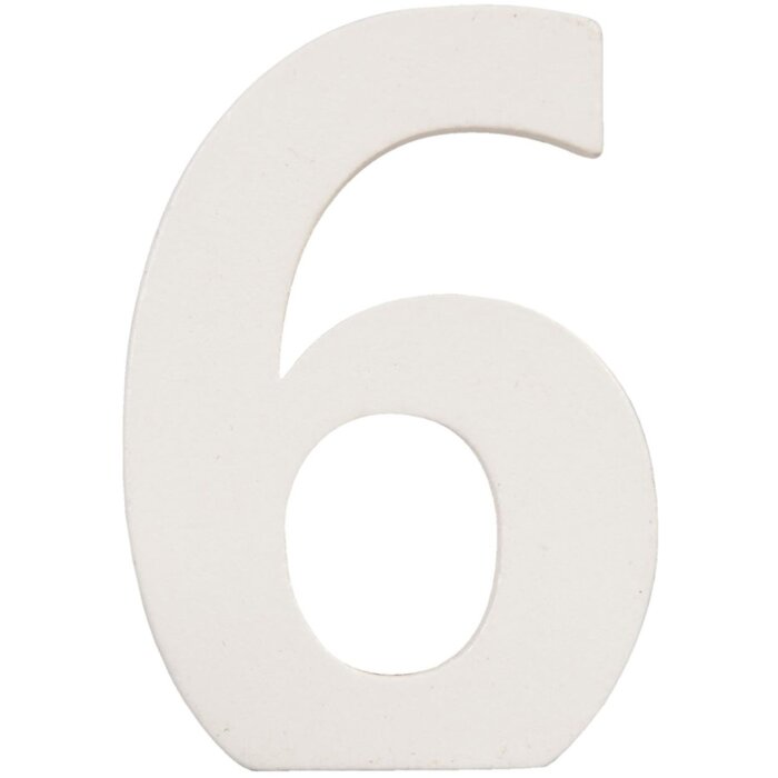 Číslo 6 z MDF přírodní 8x5 cm