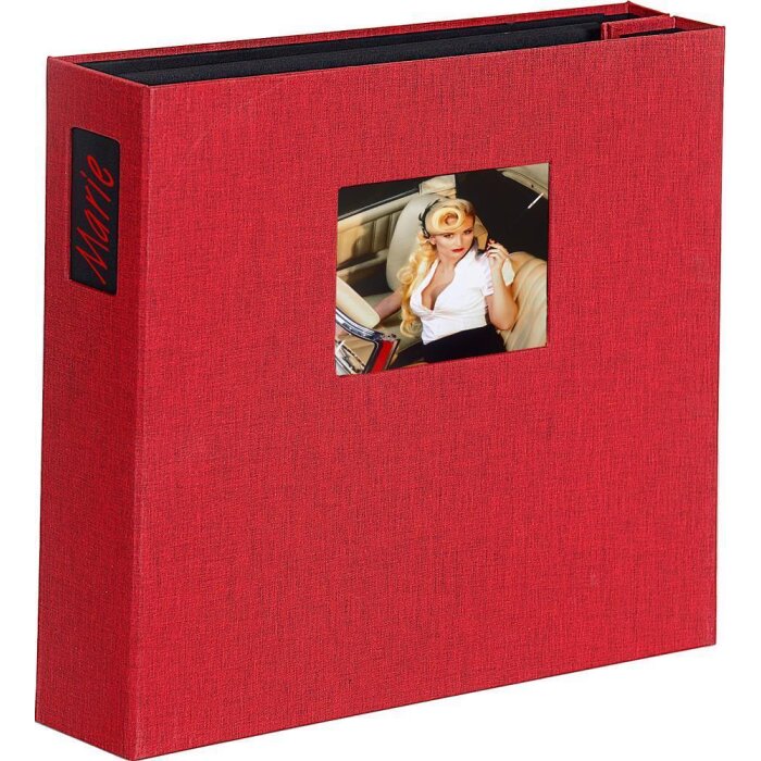 HNFD fotoalbum Lona červené plátno 1000 fotografií 34,5x33 cm 168 černých stran