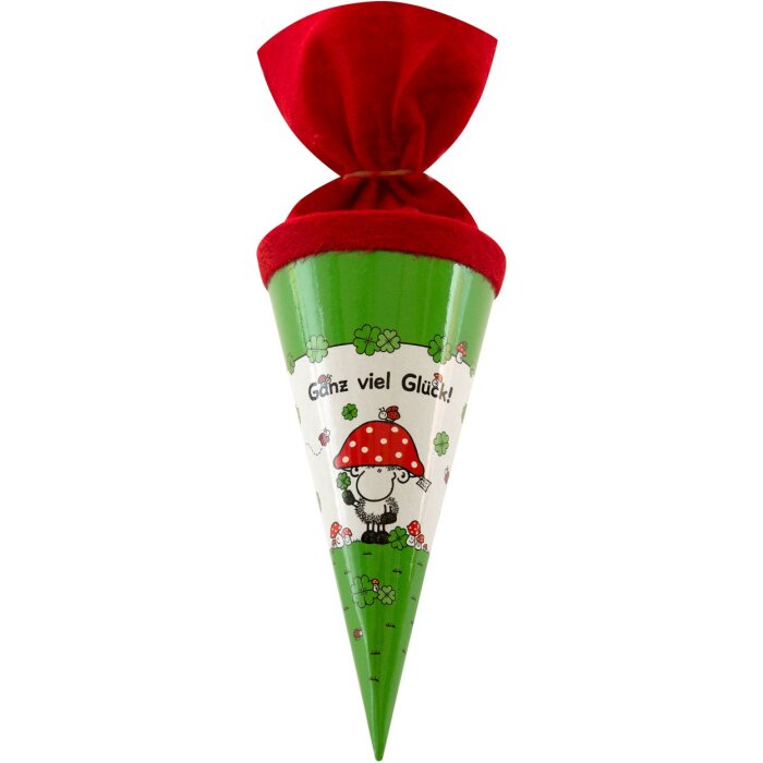 Goldbuch Mini darovací taška Ganz viel Glück 14,5 cm s červeným vlněným uzávěrem