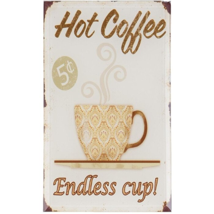 Clayre & Eef Obraz na železe 10x17 cm Vintage Kavární scéna