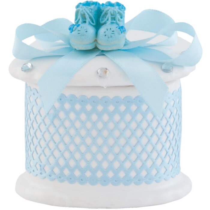 Clayre & Eef Keramická pokladnička modrá s botičkami