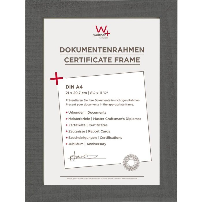 Dřevěný rám Walther Home grey 21x29,7 cm Rám na dokumenty DIN A4