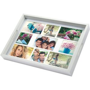 KIARA zásobník na fotografie ZEP 45x35 cm dřevo přírodní černá bílá na 9 fotografií