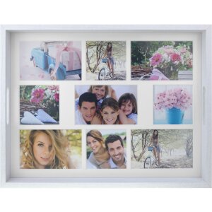 KIARA zásobník na fotografie ZEP 45x35 cm dřevo přírodní černá bílá na 9 fotografií