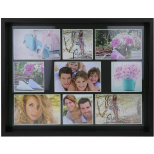 KIARA zásobník na fotografie ZEP 45x35 cm dřevo přírodní černá bílá na 9 fotografií