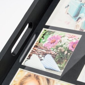 KIARA zásobník na fotografie ZEP 45x35 cm dřevo přírodní černá bílá na 9 fotografií