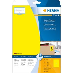 HERMA Etiketten A4 gelb 210x297 mm Papier matt 20...