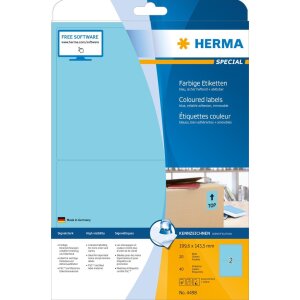 HERMA 4498 Etiketten A4 blau 199,6x143,5 mm Papier matt...