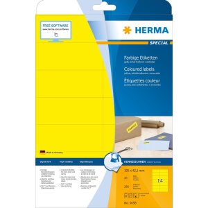 HERMA 5058 Etiketten A4 gelb 105x42,3 mm Papier matt 280 St.