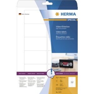 HERMA Video-Etiketten A4 weiß 78,7x46,6 mm Papier...