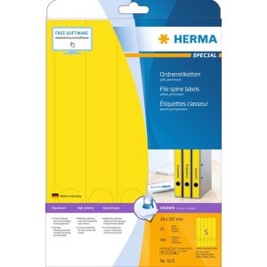 HERMA Ordneretiketten A4 gelb 38x297 mm Papier matt...