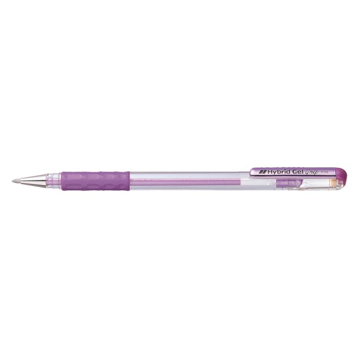 Pentel K118-MV Metalické gelové pero Hybrid Gel Grip 0,4 mm fialové barvy