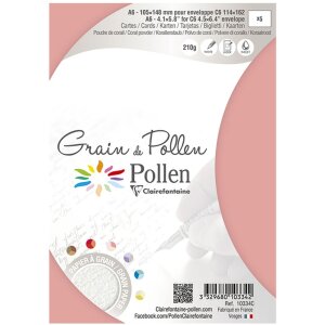 Pollen Balení 5 karet Grain de Pollen 105x148 mm Korálový pudr