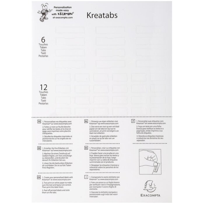 Exacompta Register bílý karton A4 6dílné personalizovatelné barevné kartičky