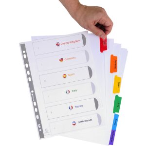 Exacompta Register bílý karton A4 6dílné personalizovatelné barevné kartičky