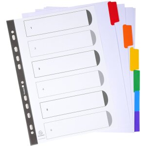 Exacompta Register bílý karton A4 6dílné personalizovatelné barevné kartičky