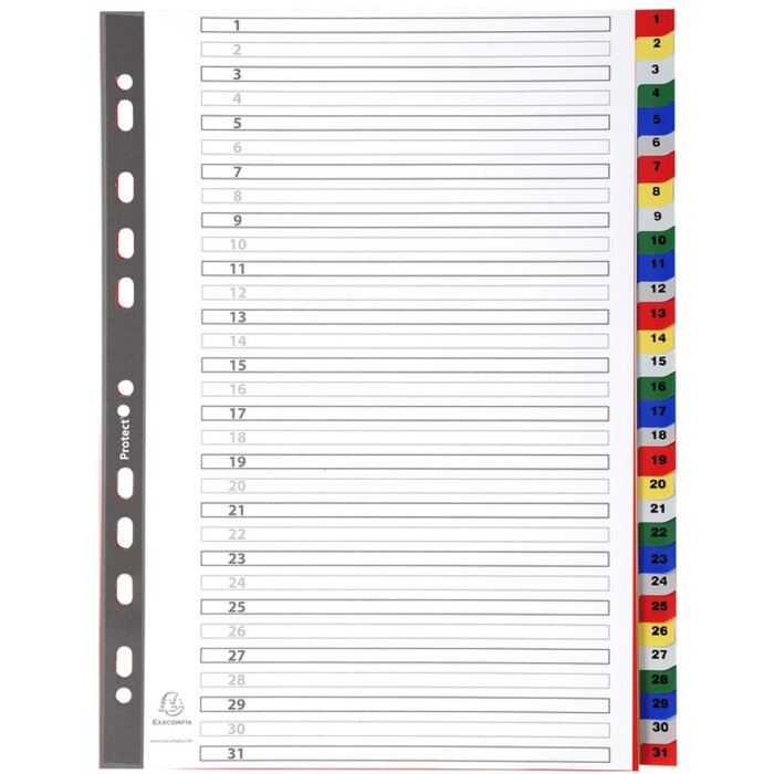 Exacompta registr s 31 přihrádkami A4 barevný s číslováním