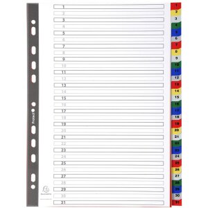 Exacompta 93E Register PP farbig mit Zahlenaufdruck 31...