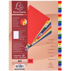 Exacompta registr s 31 přihrádkami A4 barevný s číslováním