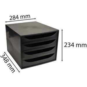 Exacompta ECOBOX Šuplíková krabice s 4 šuplíky černá