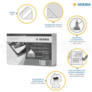 HERMA foto rohy Transparol extra velké 100 ks samolepicí