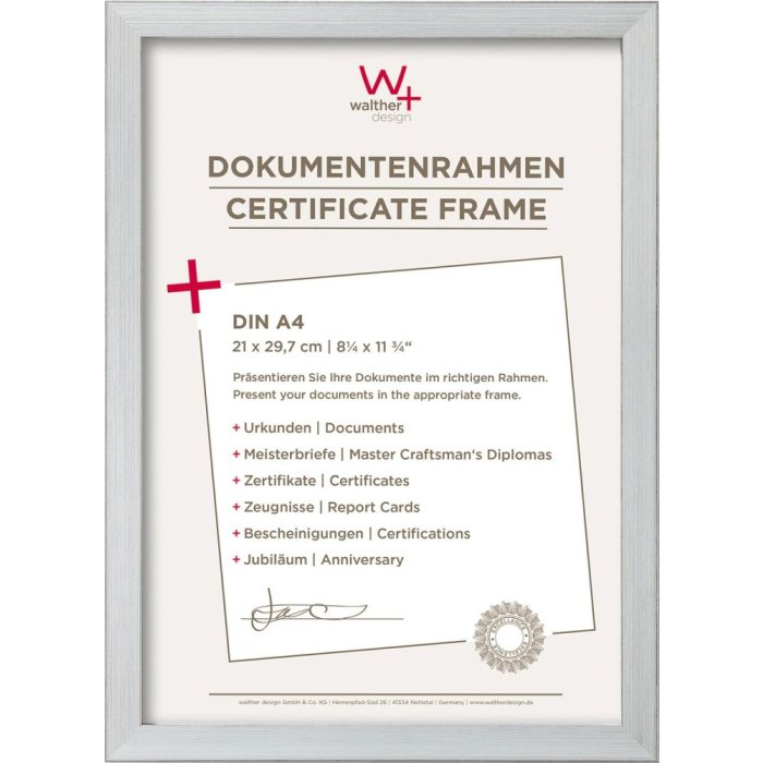 Rámeček na fotografie Walther Construction 21x30 cm stříbrný rámeček na fotografie s certifikátem