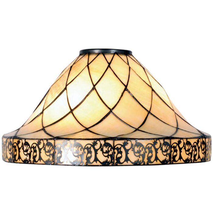 LumiLamp 5LL-5281 Stínidlo Tiffany Ø 45x28 cm Béžový hnědý skleněný trojúhelník
