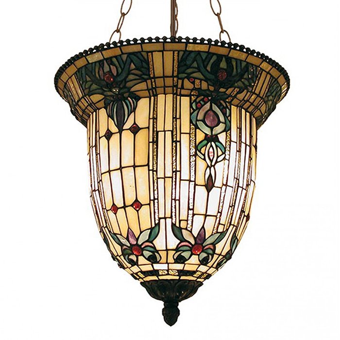 LumiLamp 5LL-5307 Závěsné svítidlo Tiffany Ø 41x126 cm Béžové hnědé kovové sklo