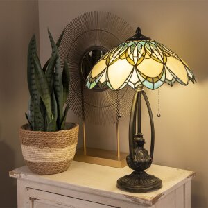LumiLamp stolní lampa Tiffany stolní lampa Ø 40x60 cm modrá barevná
