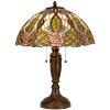 LumiLamp 5LL-5370 Stolní lampa Tiffany Ø 47x61 cm zelená růžová skleněná růže půlkruhová