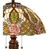 LumiLamp 5LL-5370 Stolní lampa Tiffany Ø 47x61 cm zelená růžová skleněná růže půlkruhová