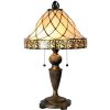 LumiLamp 5LL-5408 Stolní lampa Tiffany Ø 36x62 cm Béžová Hnědý skleněný trojúhelník