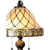 LumiLamp 5LL-5408 Stolní lampa Tiffany Ø 36x62 cm Béžová Hnědý skleněný trojúhelník